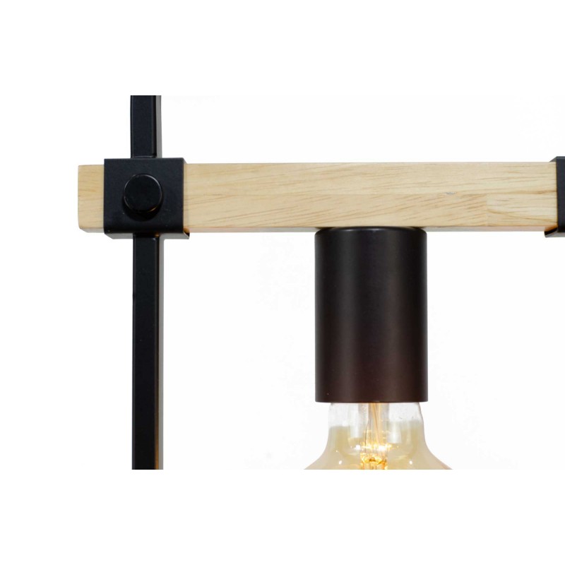 Suspension 1 lumière en métal et bois - FOULI