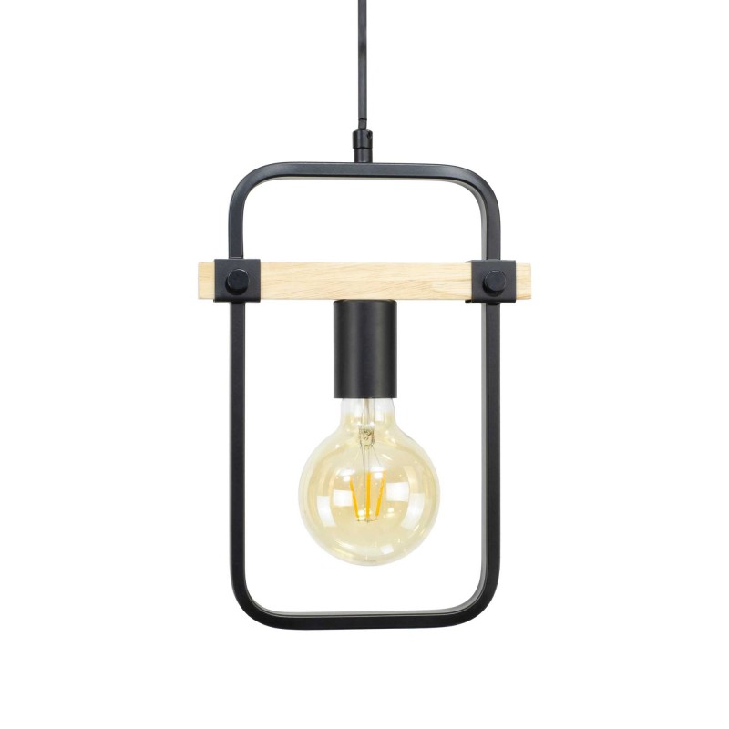 Suspension 1 lumière en métal et bois - FOULI