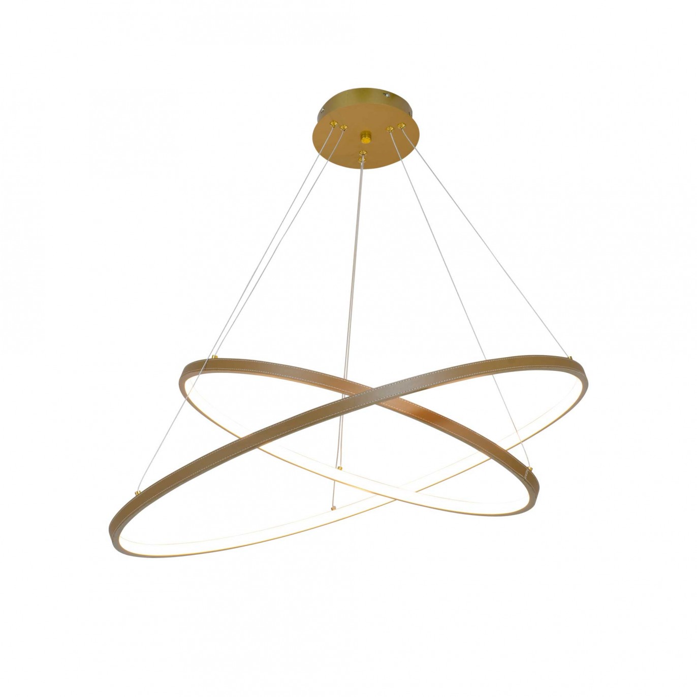 Suspension circulaire dimmable en simili cuir 2 anneaux - APOLLON