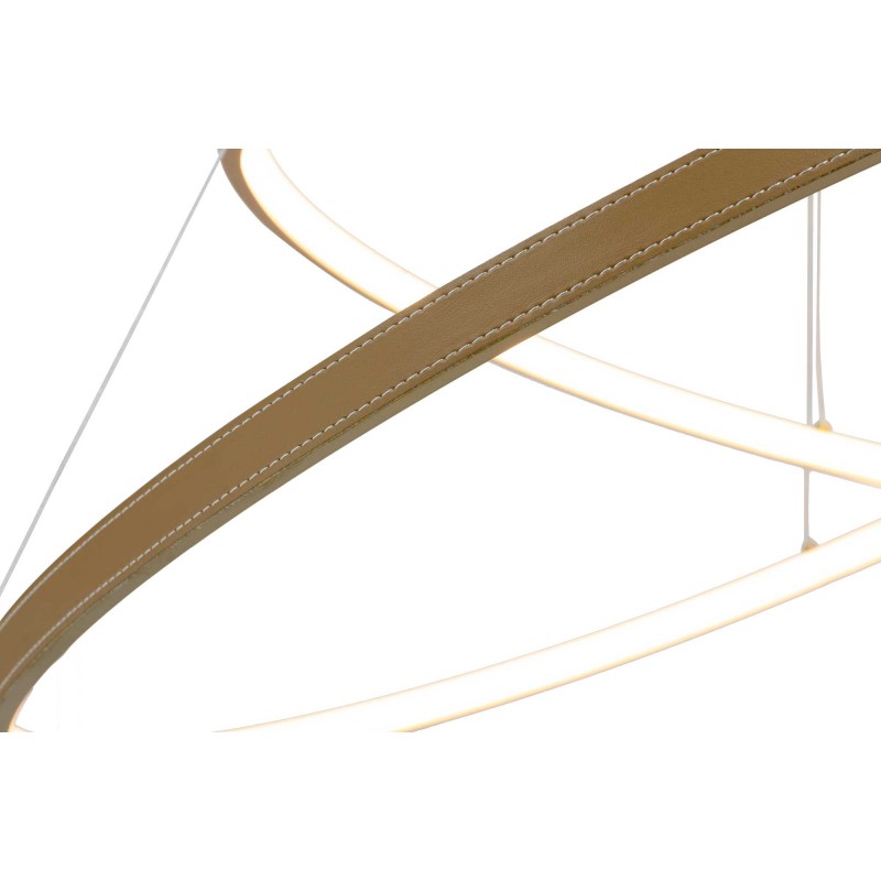 Suspension circulaire dimmable en simili cuir 2 anneaux - APOLLON