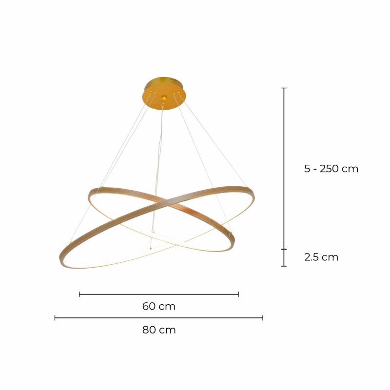 Suspension circulaire dimmable en simili cuir 2 anneaux - APOLLON