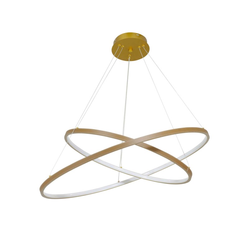 Suspension circulaire dimmable en simili cuir 2 anneaux - APOLLON