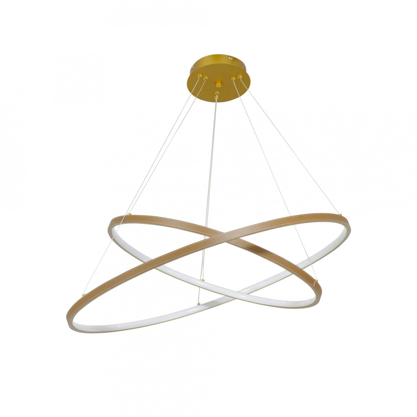 Suspension circulaire dimmable en simili cuir 2 anneaux - APOLLON