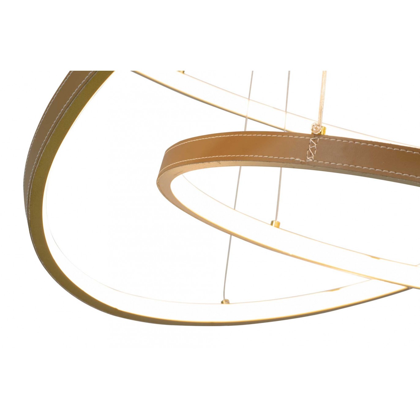 Suspension circulaire dimmable en simili cuir 3 anneaux - APOLLON