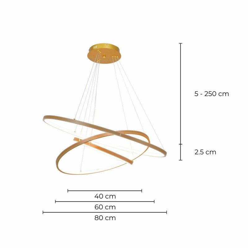 Suspension circulaire dimmable en simili cuir 3 anneaux - APOLLON