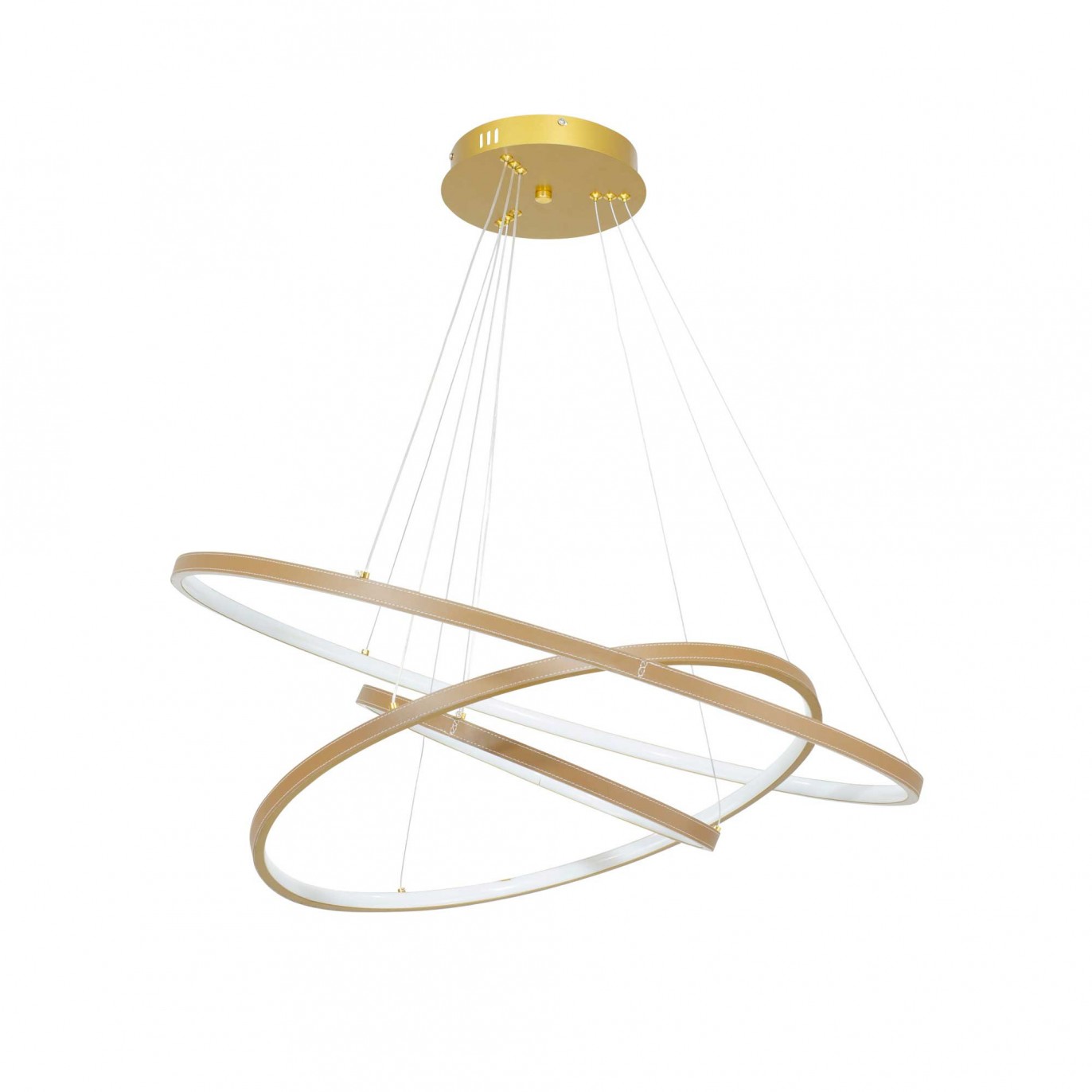 Suspension circulaire dimmable en simili cuir 3 anneaux - APOLLON