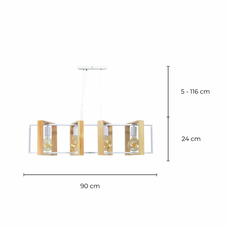 Suspension en bois et métal 4 lumières - WOOLI