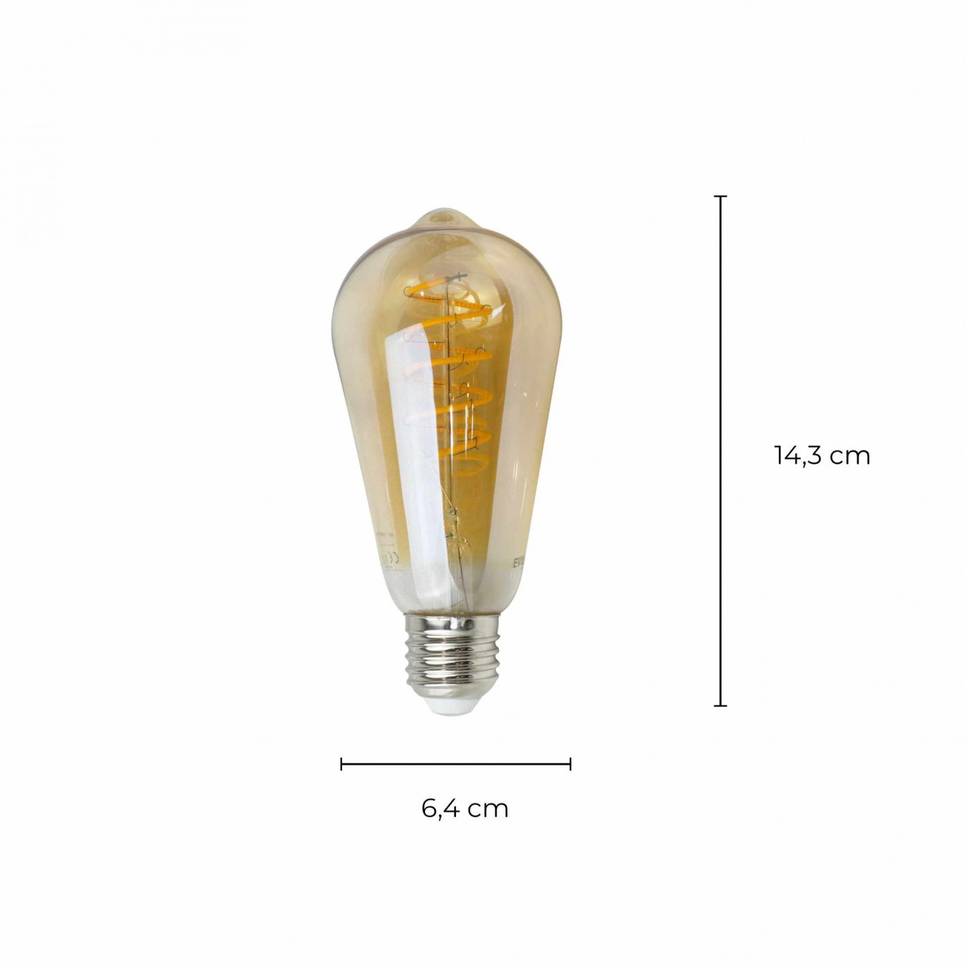 Ampoule LED TOKYO - E27 - ST64 - Intensité moyenne - Blanc chaud - 4W / 2700K / 260lm - Filament spirale - Verre ambré