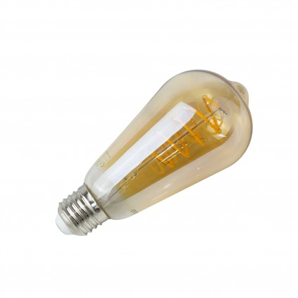Ampoule LED TOKYO - E27 - ST64 - Intensité moyenne - Blanc chaud - 4W / 2700K / 260lm - Filament spirale - Verre ambré