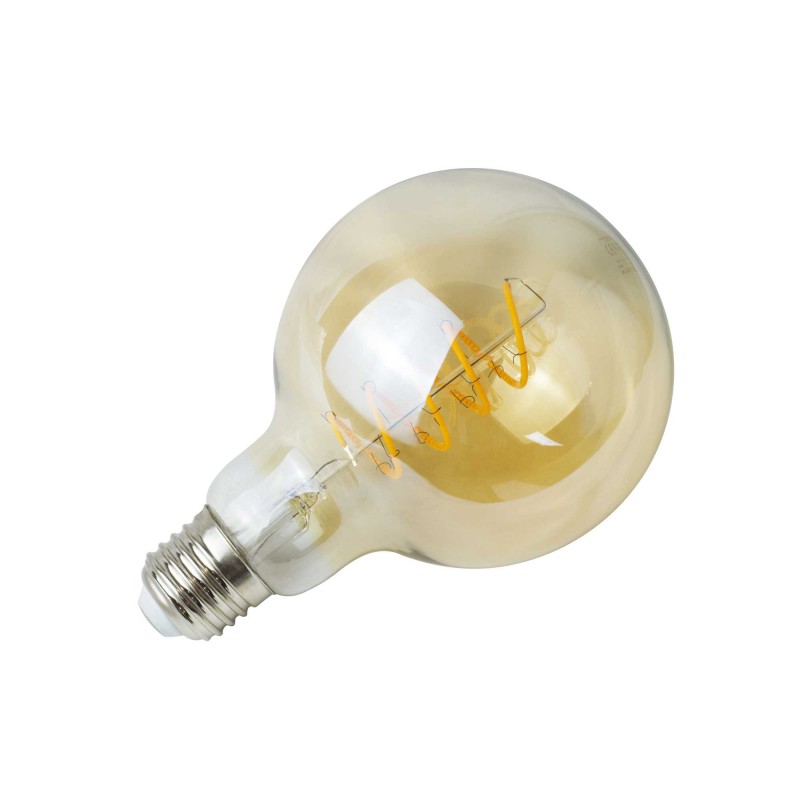 Ampoule LED LONDRES - E27 - G95 - Intensité moyenne - Blanc chaud - 4W / 2700K / 260lm - Filament spirale - Verre ambré