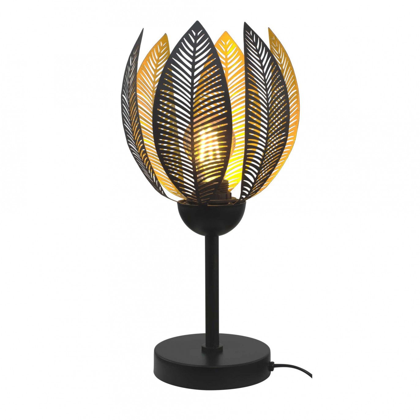 Lampe à poser style exotique en métal noir et doré - à monter - VESCA