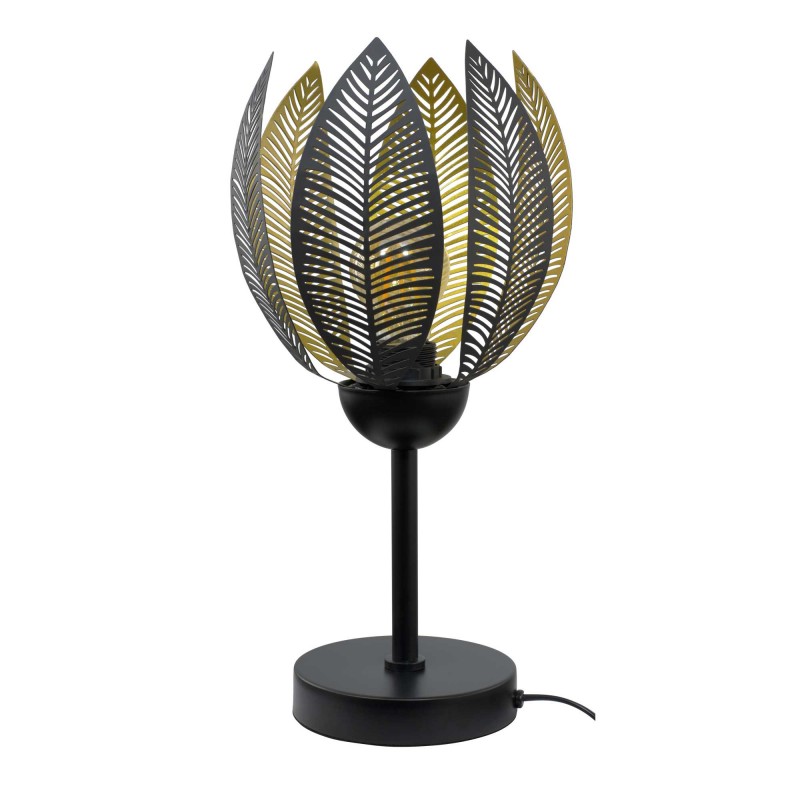 Lampe à poser style exotique en métal noir et doré - à monter - VESCA