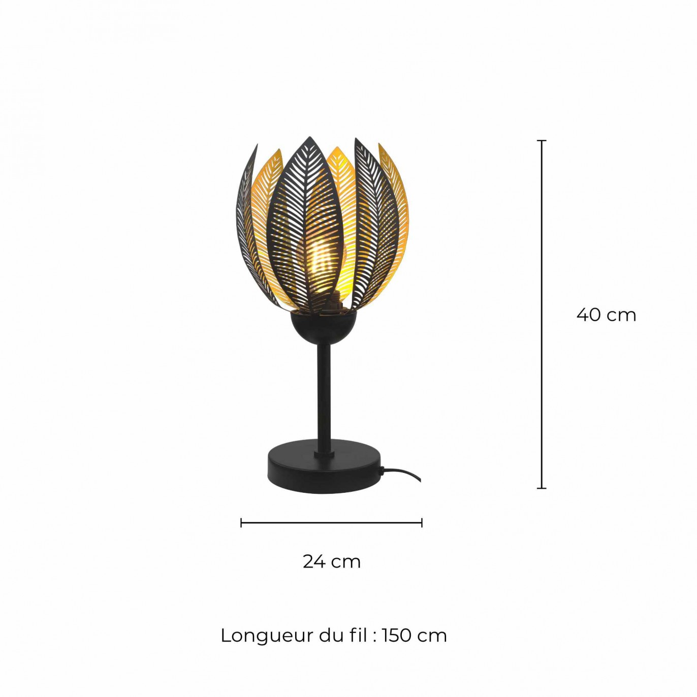 Lampe à poser style exotique en métal noir et doré - à monter - VESCA