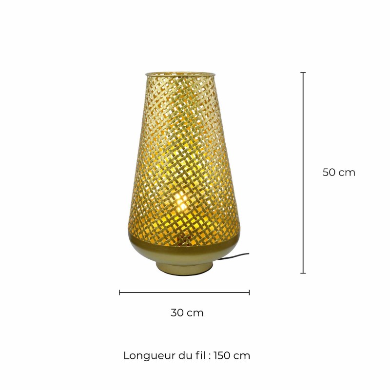 Lampe à poser en métal doré ajouré GM - TANIS
