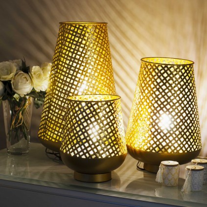 Lampe à poser en métal doré ajouré GM - TANIS