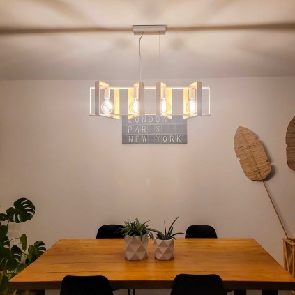 Suspension en bois et métal 4 lumières - WOOLI