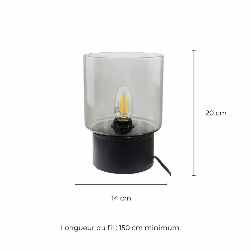 Lampe à poser en simili cuir et verre - ACOREL