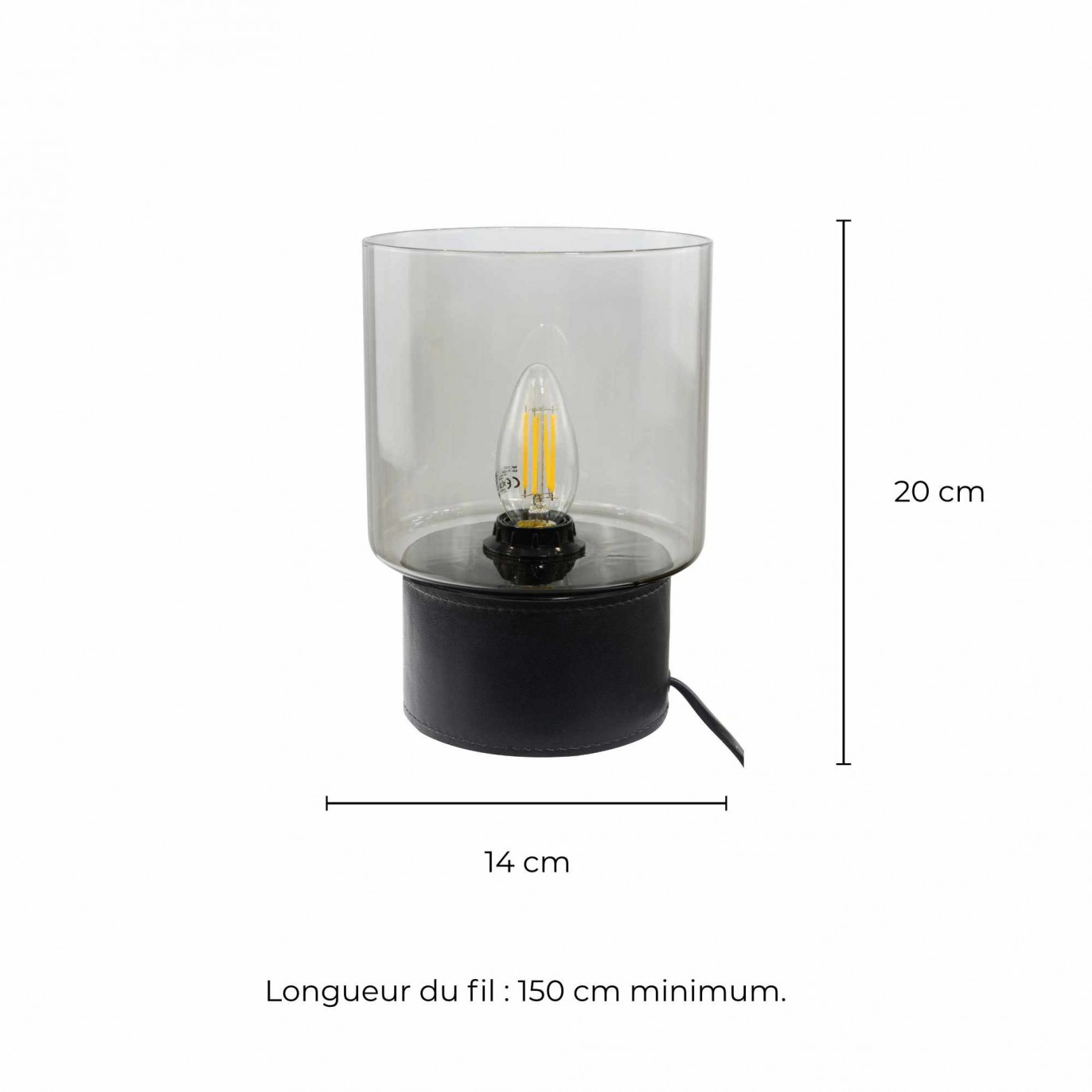 Lampe à poser en simili cuir et verre - ACOREL