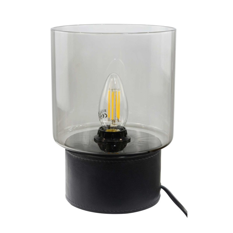 Lampe à poser en simili cuir et verre - ACOREL