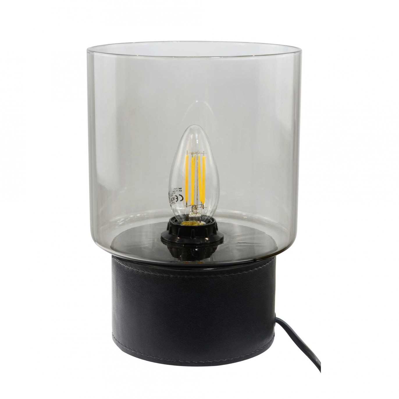Lampe à poser en simili cuir et verre - ACOREL