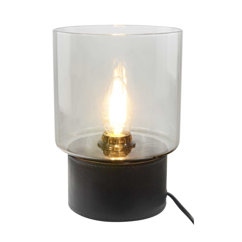 Lampe à poser en simili cuir et verre - ACOREL
