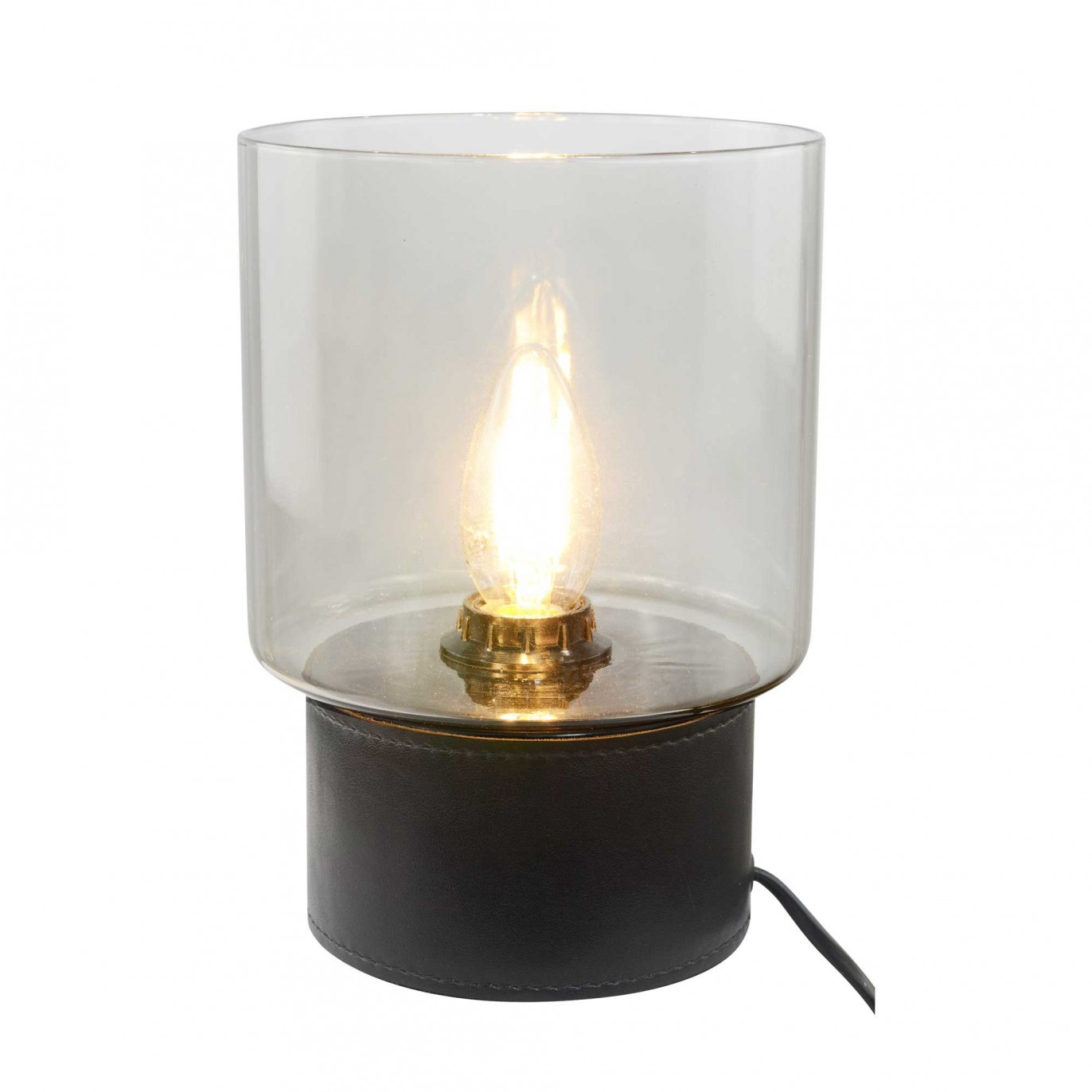 Lampe à poser en simili cuir et verre - ACOREL