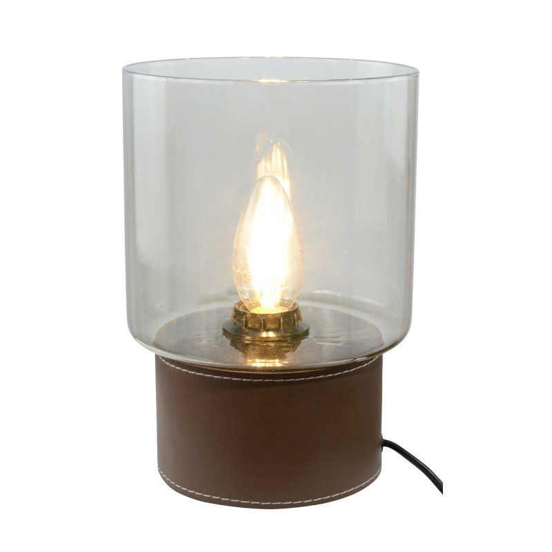 Lampe à poser en simili cuir et verre - ACOREL