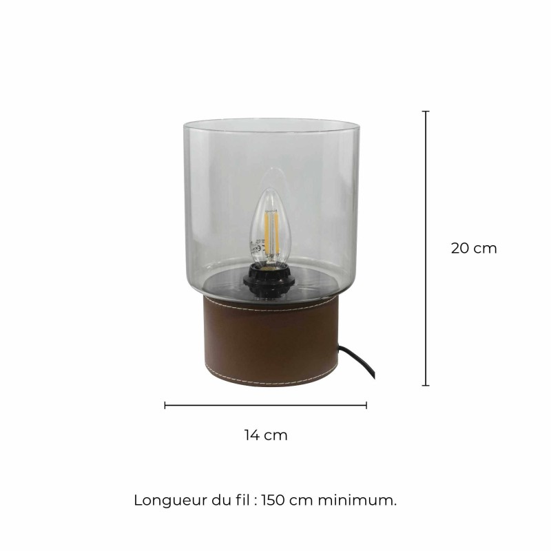 Lampe à poser en simili cuir et verre - ACOREL