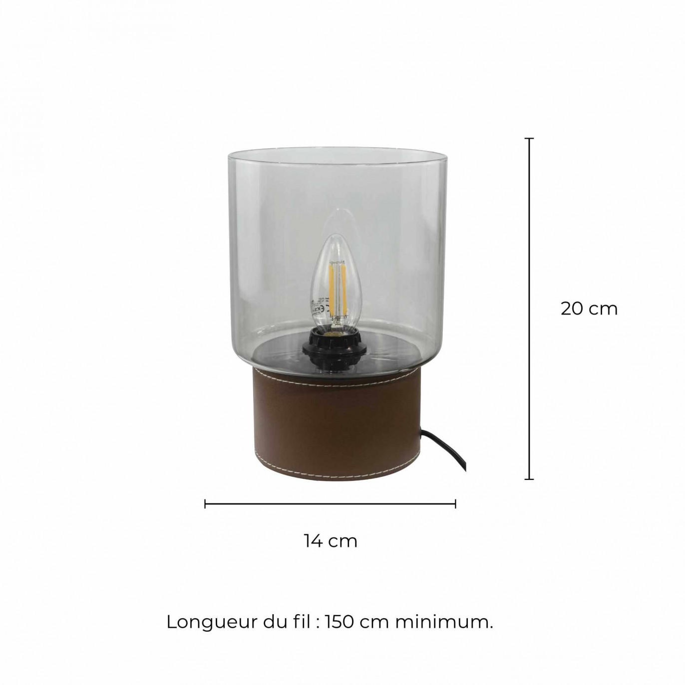 Lampe à poser en simili cuir et verre - ACOREL