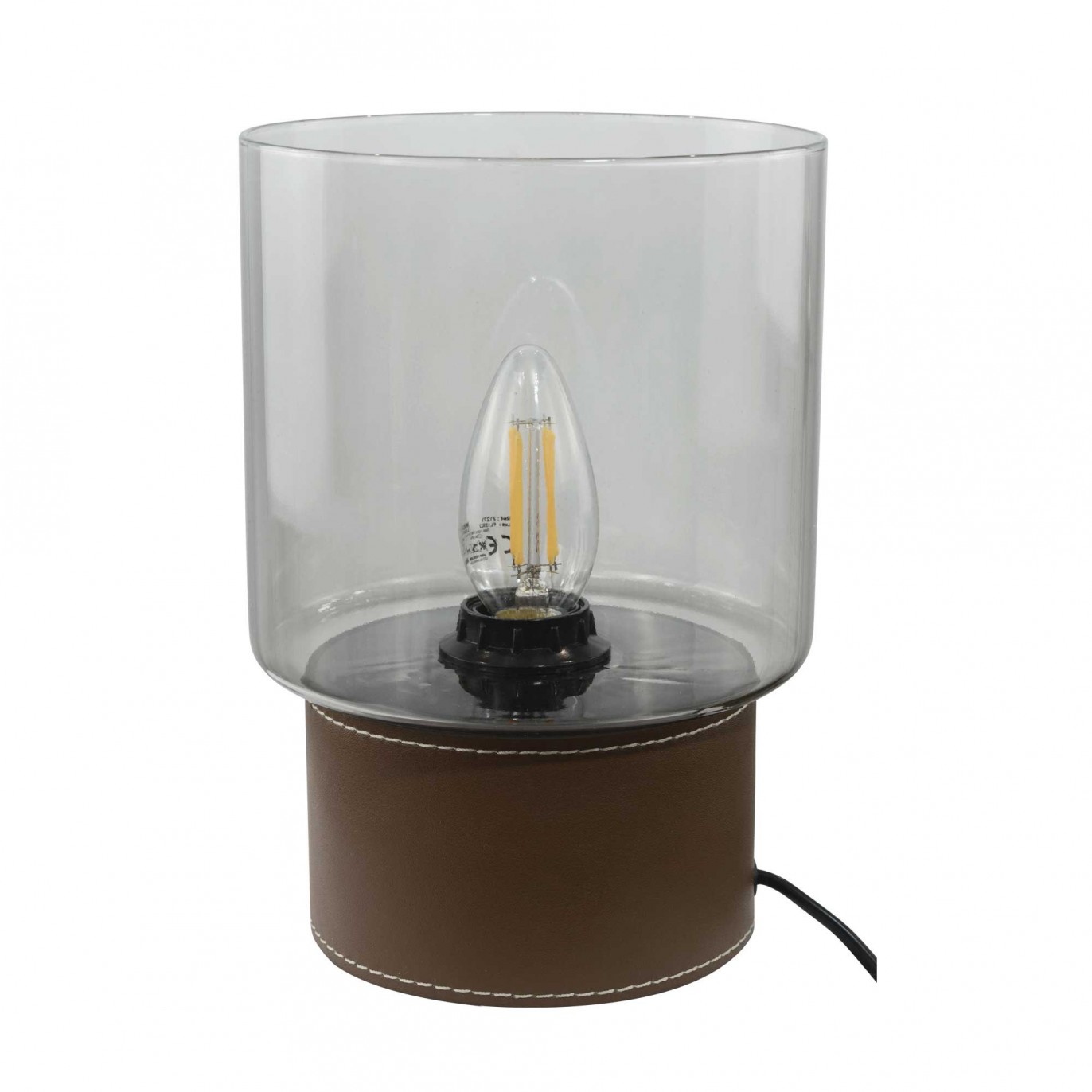 Lampe à poser en simili cuir et verre - ACOREL