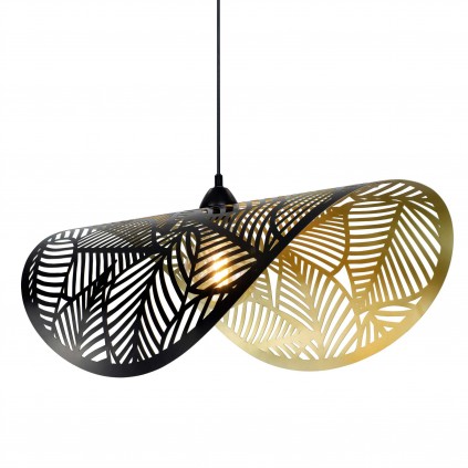 Suspension style exotique en métal noir et doré tuile - AKANA