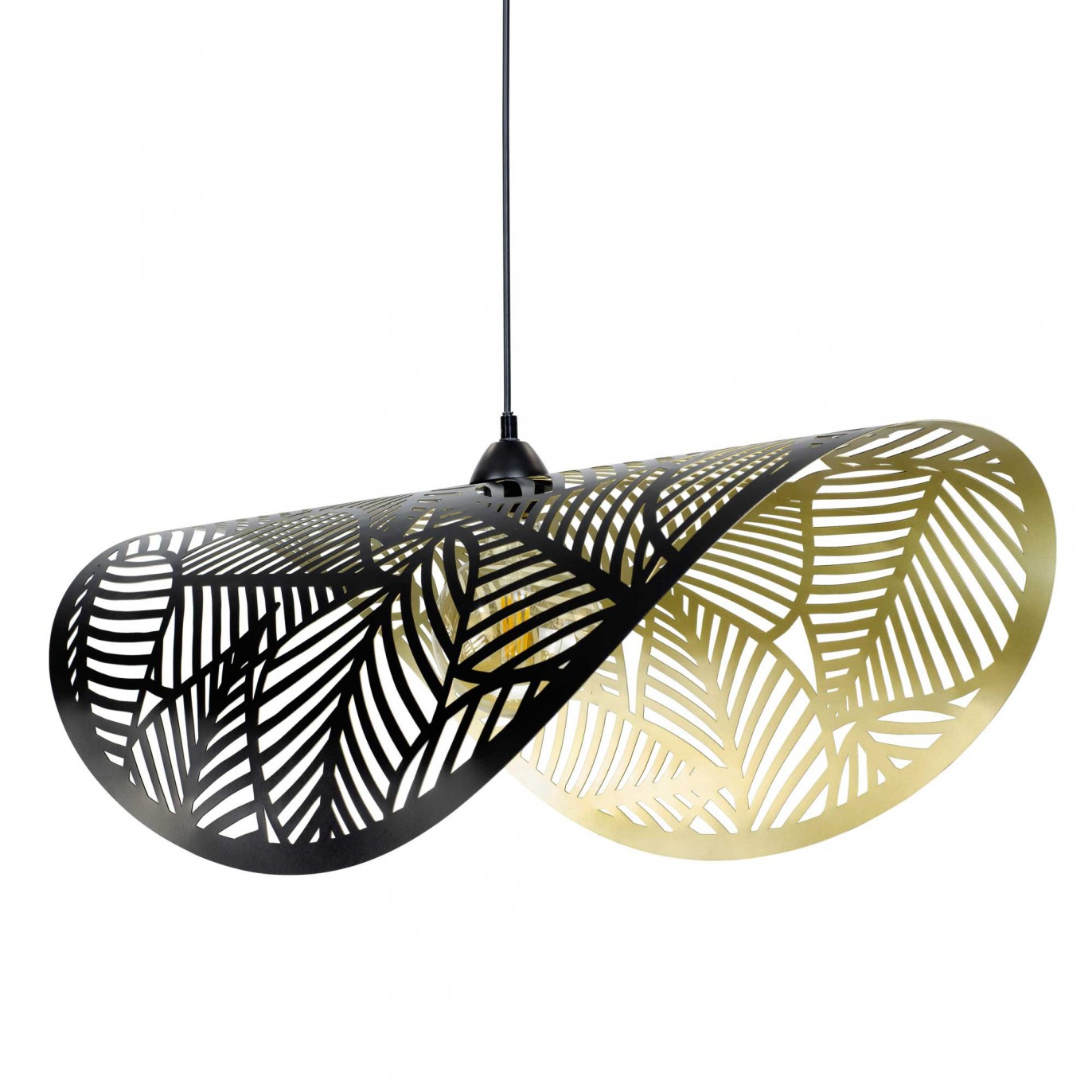 Suspension style exotique en métal noir et doré tuile - AKANA