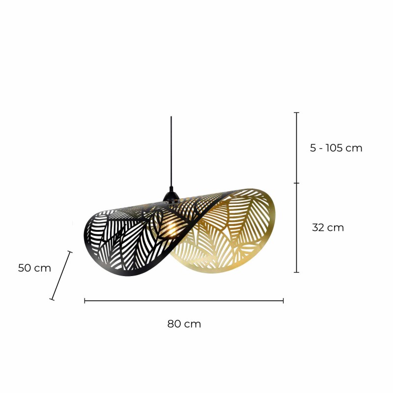 Suspension style exotique en métal noir et doré tuile - AKANA
