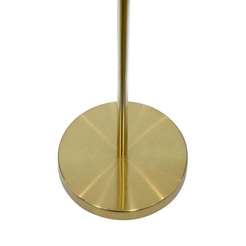 Lampadaire en métal doré et simili cuir marron - ACUERO