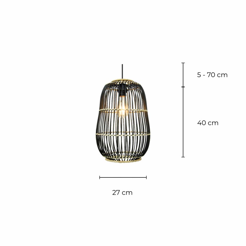 Suspension en rotin noir et naturel - LATIE PM
