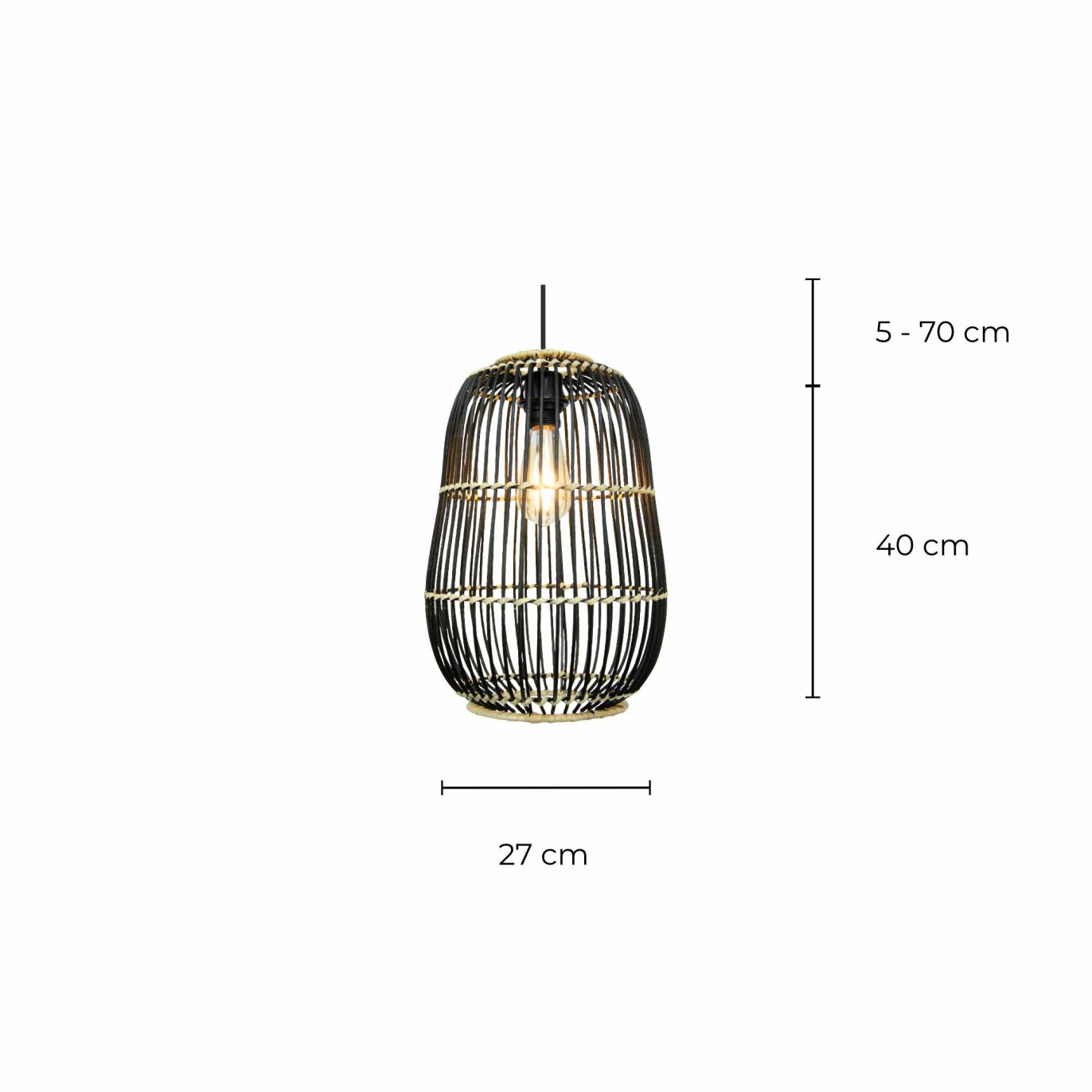 Suspension en rotin noir et naturel - LATIE PM