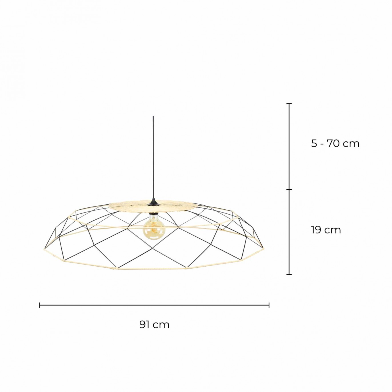 Suspension en métal et rotin - Grand modèle - ALTINE