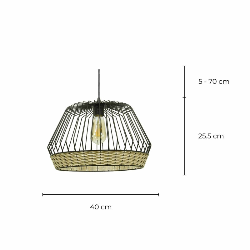 Suspension en métal et rotin tressé - JINTEN