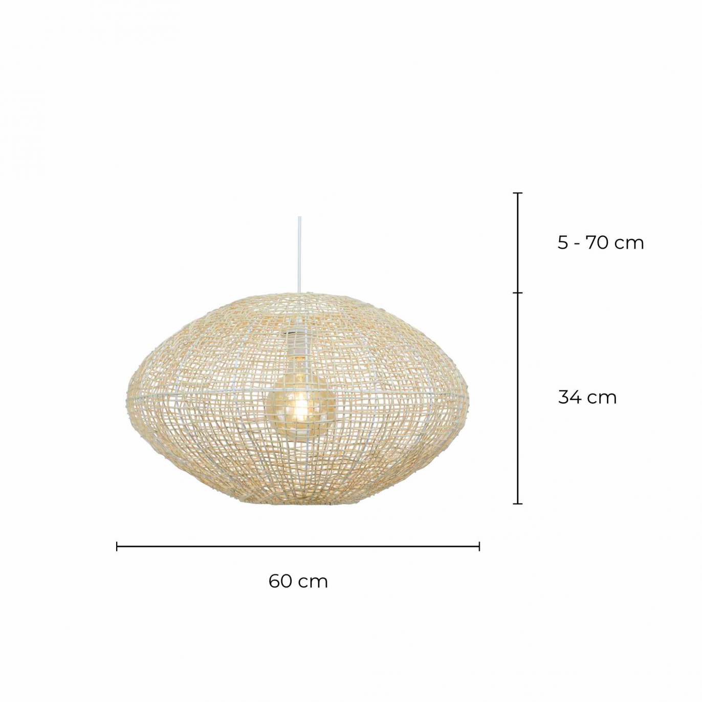 Suspension XXL en rotin et métal - NATY