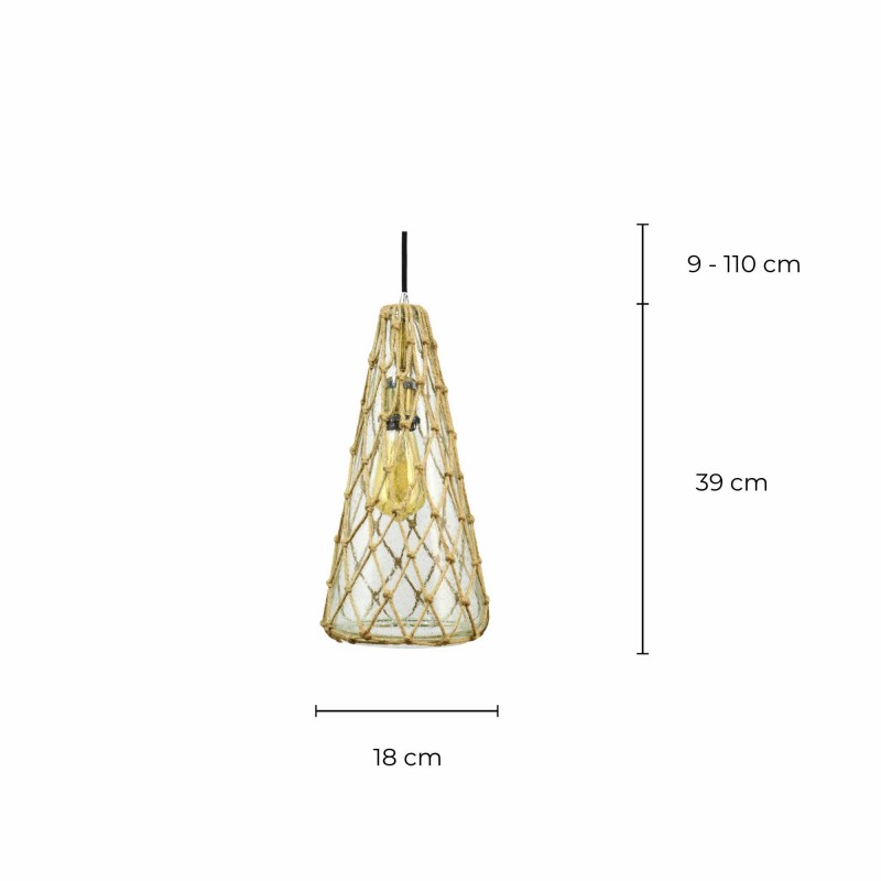 Suspension en verre et corde - GUIREC