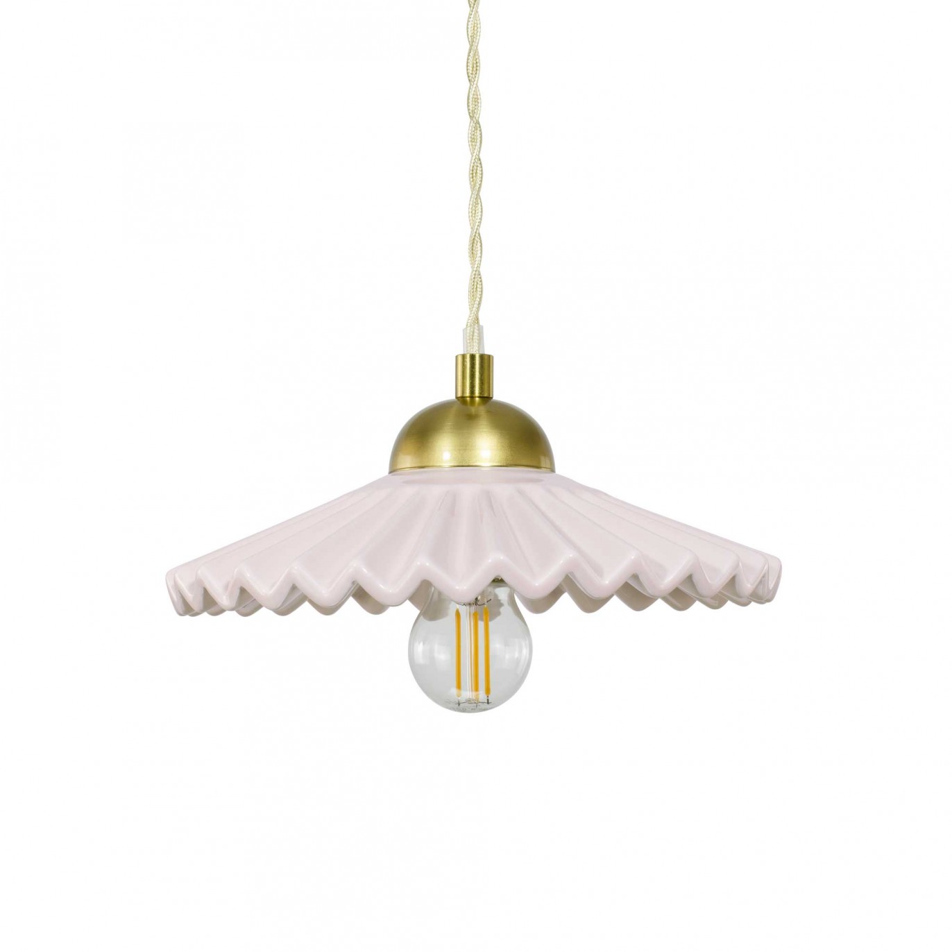 Suspension en céramique colorée et cordon textile torsadé - BABOUCHKA