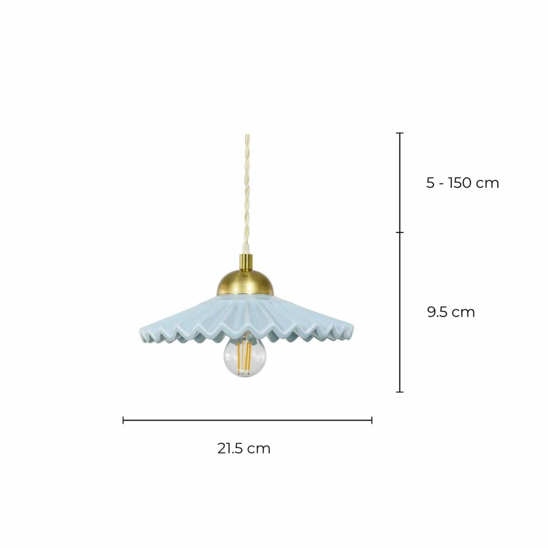 Suspension en céramique colorée et cordon textile torsadé - BABOUCHKA