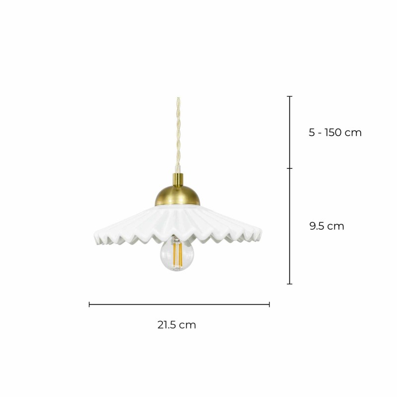 Suspension en céramique colorée et cordon textile torsadé - BABOUCHKA