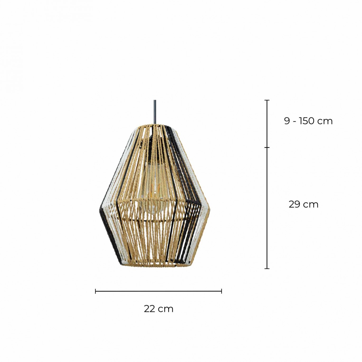 Suspension en ficelle de papier trois couleurs - TILLIS