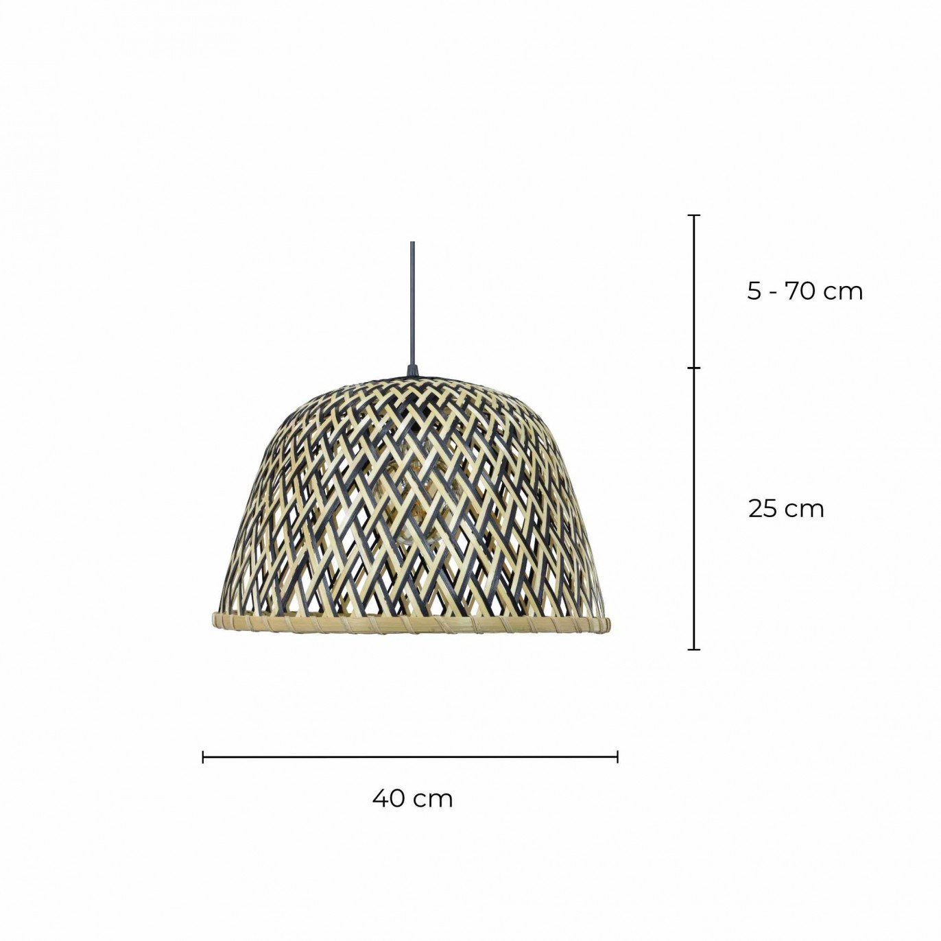 Suspension en bambou tressé bicolore - LINELLE