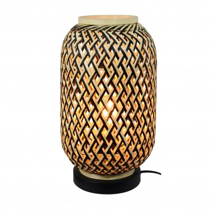 Lampe à poser en bambou bicolore et métal noir - MINELLE