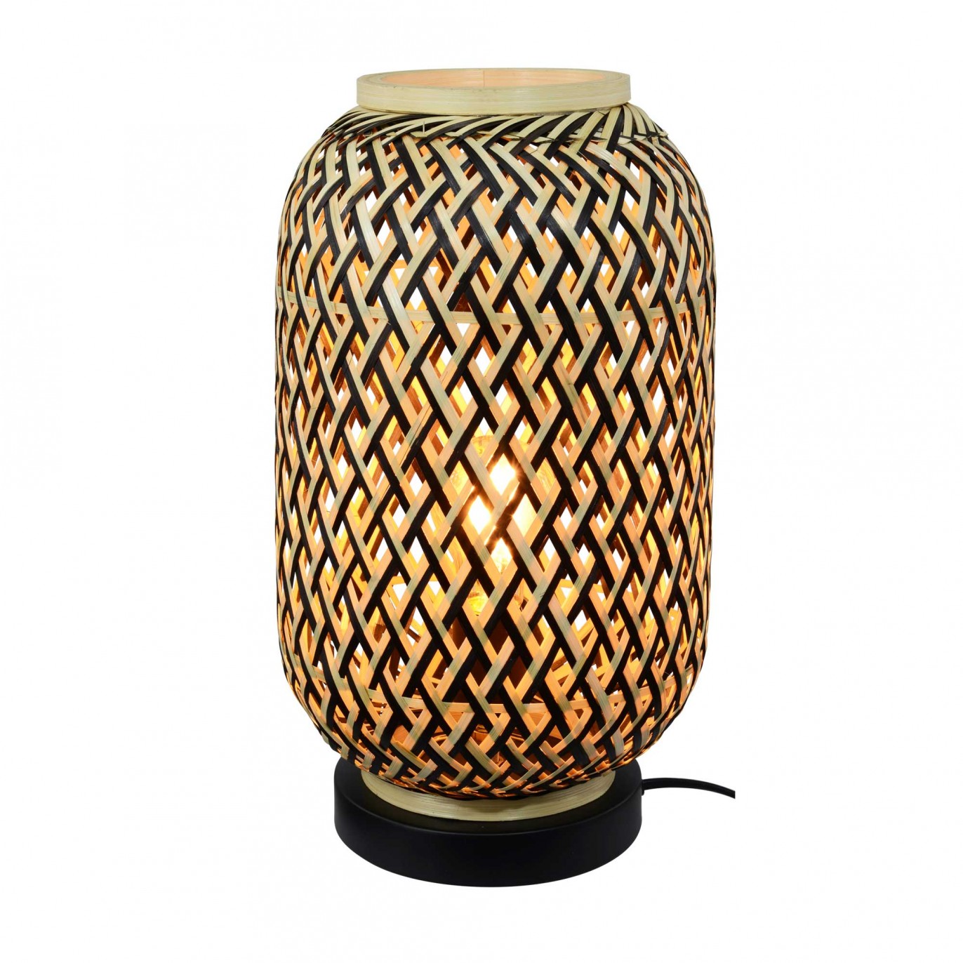 Lampe à poser en bambou bicolore et métal noir - MINELLE