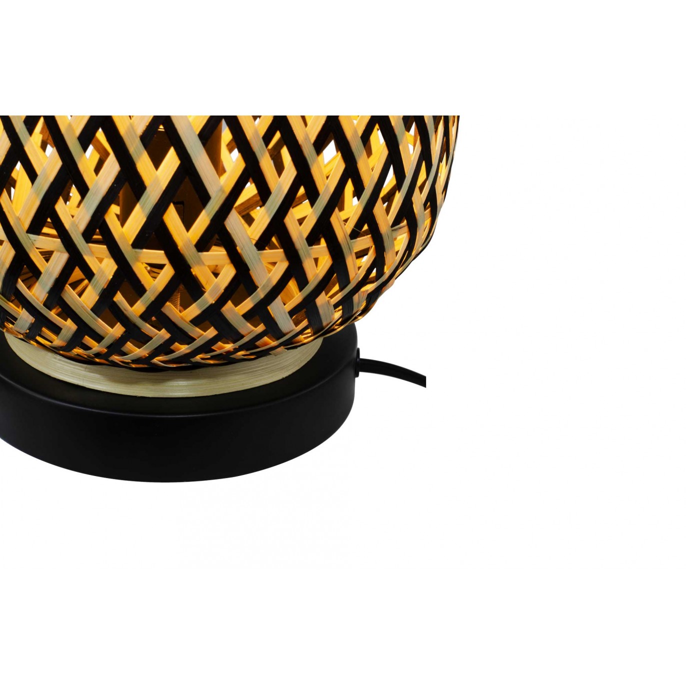 Lampe à poser en bambou bicolore et métal noir - MINELLE