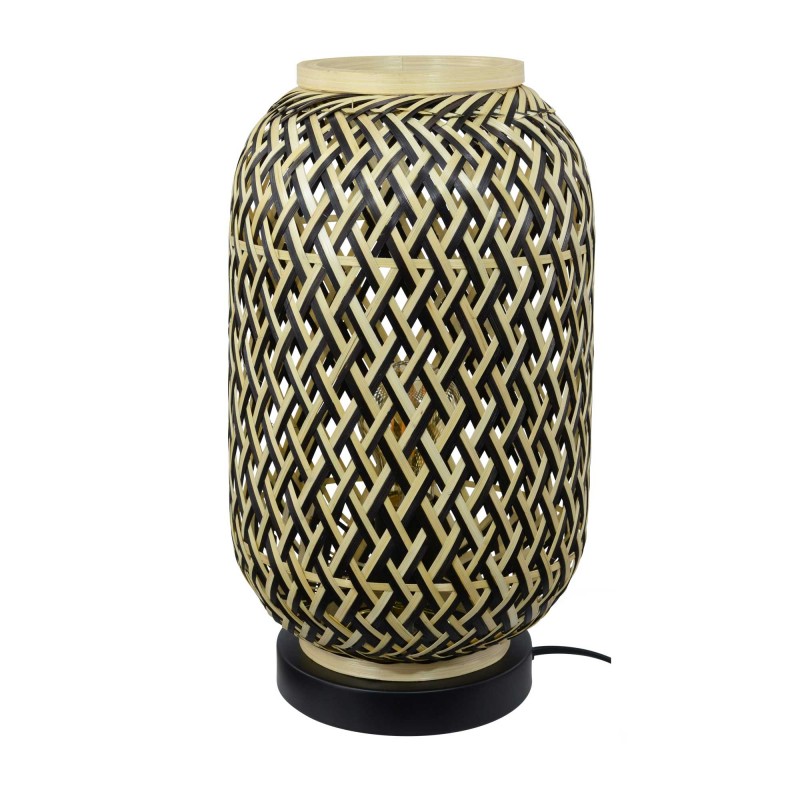 Lampe à poser en bambou bicolore et métal noir - MINELLE