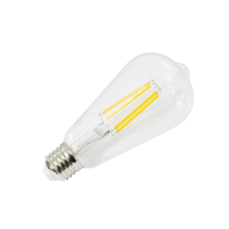 Ampoule LED Dimmable MADRID - E27 - ST64 - Blanc chaud - 8W / 2700K / 1000lm - Filaments droits - Verre transparent